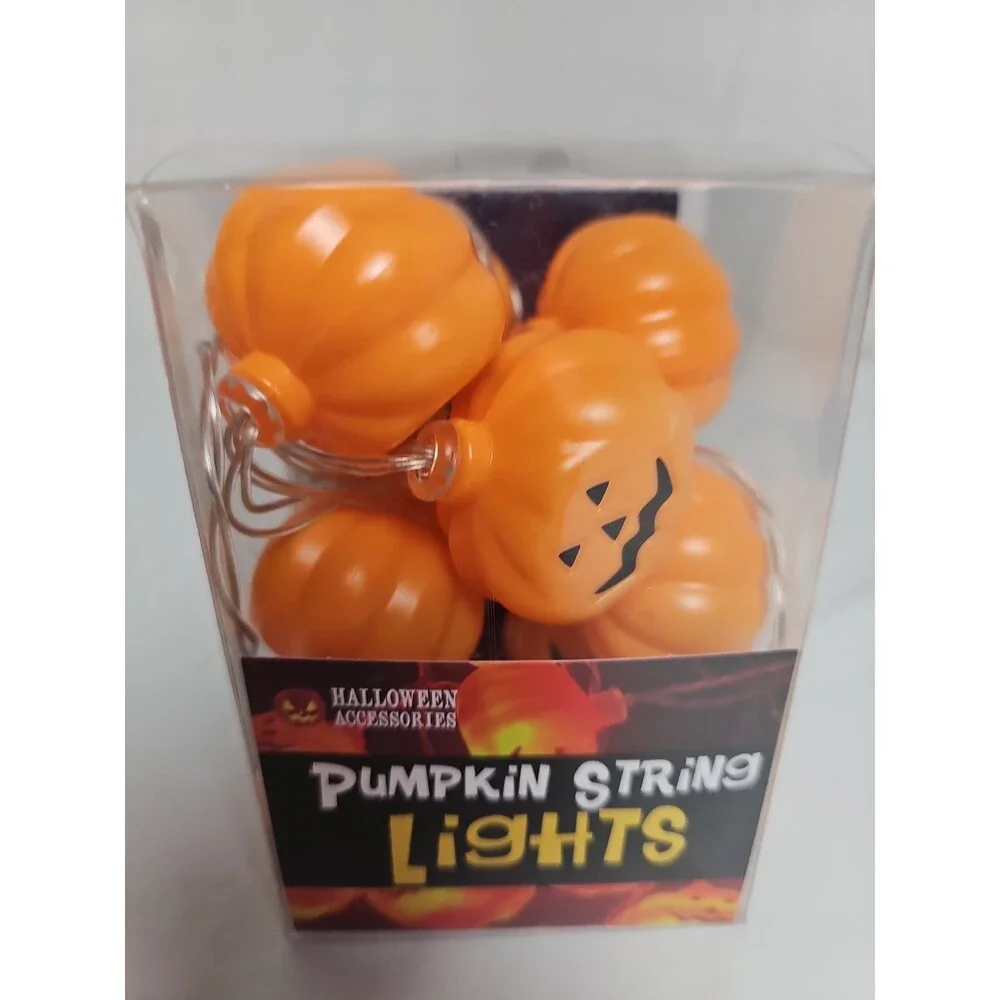 Halloween Pumpkin String Lights Jack-O'-Lantern Battery Operated Decor New